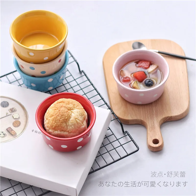

6 Color Kitchen Utensils Ceramic Pudding Bowl Yogurt Dessert Cup Creative Baking Cake Cup Steamed Mini Tableware Wedding Gift