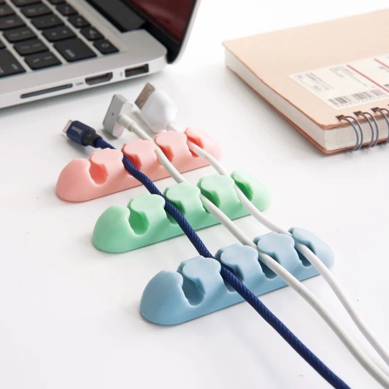 4pcs Desktop USB Computer cable management Power cord fixing clip