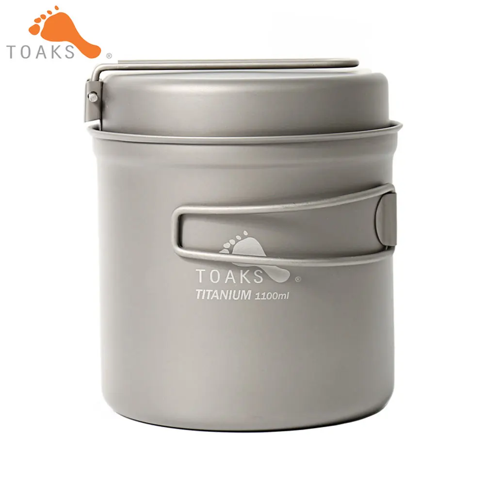 TOAKS CKW-1100 titanio al aire libre Camping Pan Caminar utensilios de cocina mochilero Picnic tazón Pan Pot Set con mango plegable