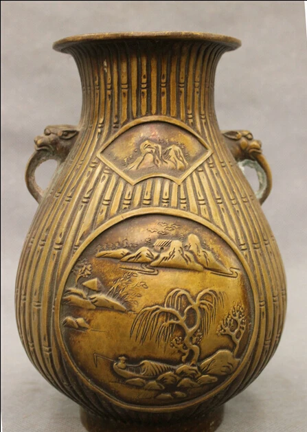 

shitou 002258 Folk Chinese Bronze Dynasty Palace Lion Head Statue Vase Pot Jar Bottle Jug discount 30% (C0324)