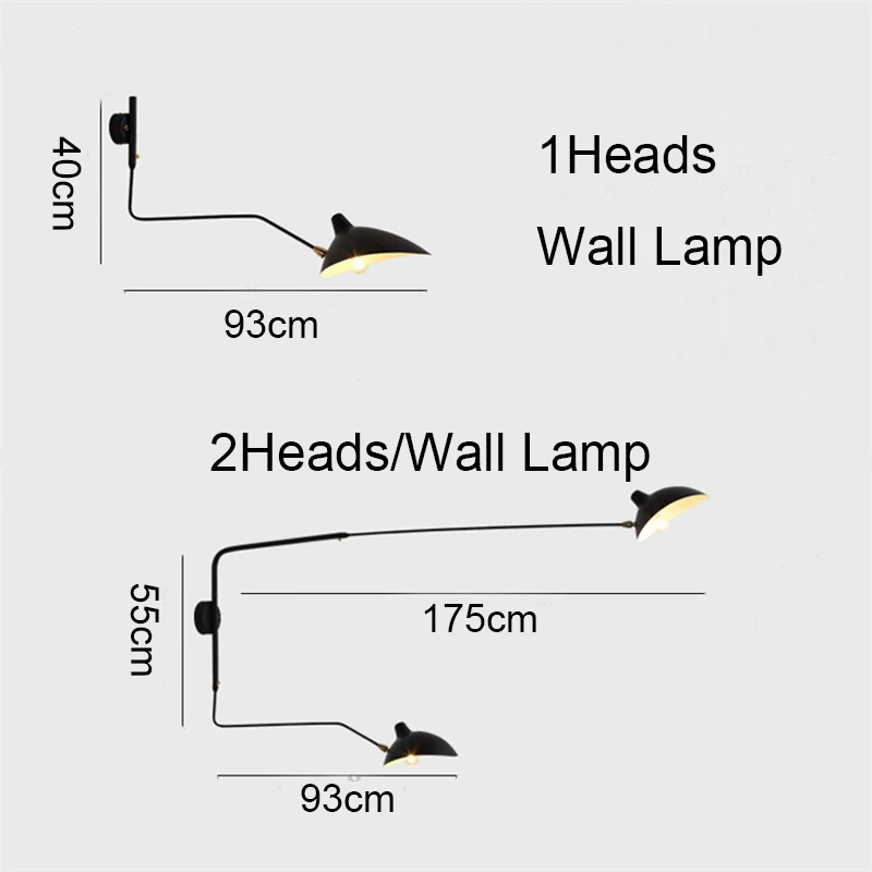 modern Loft Industrial Vintage pendant lamp for living room bed room Rotating Sconce wall Lights For Home Decoration