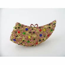 HORN farbe-Eine Kristall Dame fashion Brautpartei Nacht hohlen Metall Evening clutch bag handtasche fall