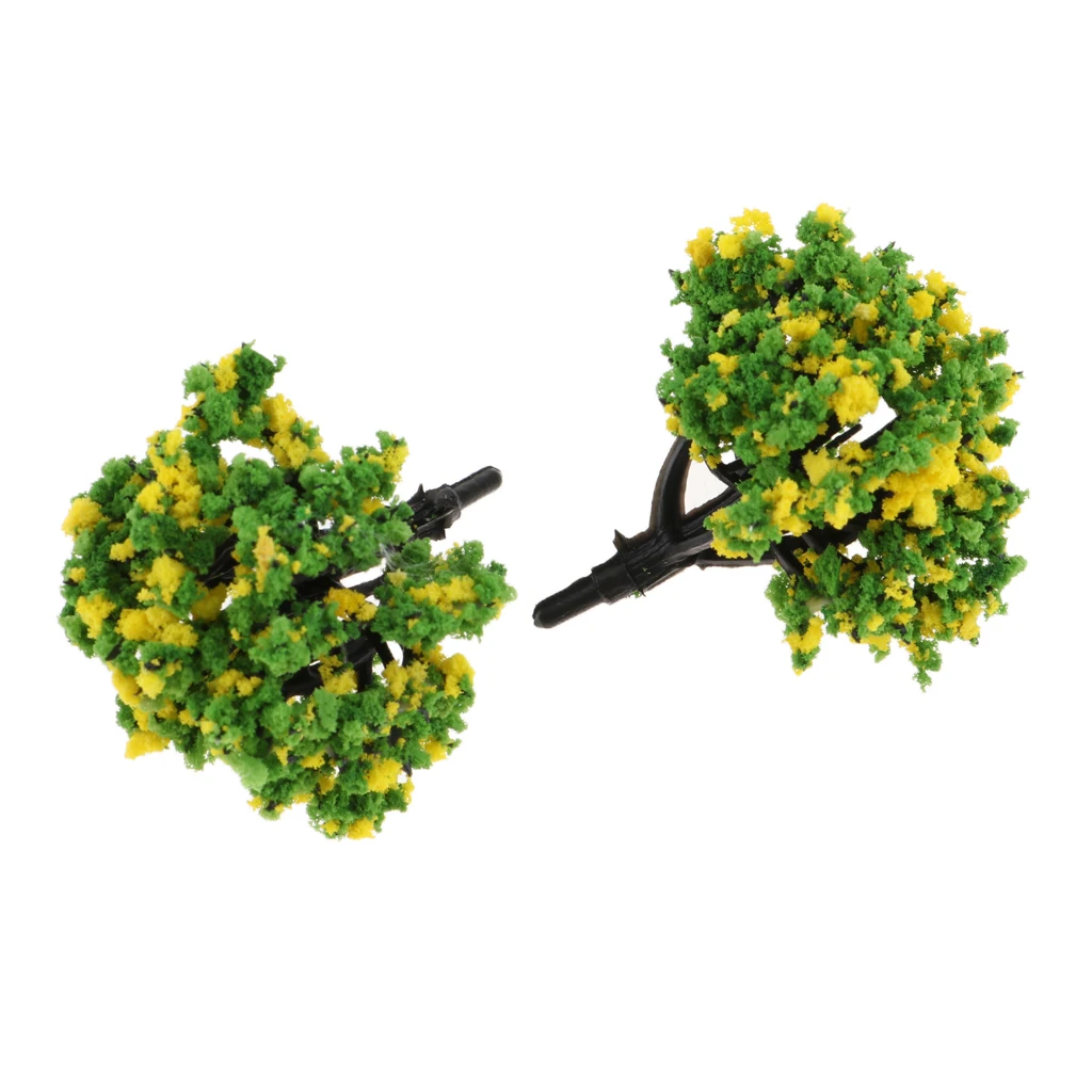 10pcs 1:200 Train Railroad Scene Scenery Diorama Wargame Landscape Model Trees Scale with Flowers Model Building Kits