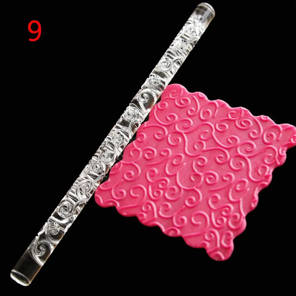 

1PC Acrylic Rolling Pin Designed Fondant Cake Impression Rolling Pin Pastry Roller Embossing Baking Tools Kitchen Accessories