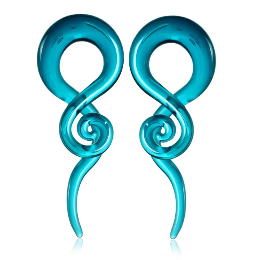 2 шт стеклянные серьги грузики Подвески пирсинг для уха Спиральный Конус заглушка поворотные серьги измерители Растяжка расширитель для тоннелей 5 мм-14 мм - Окраска металла: Blue