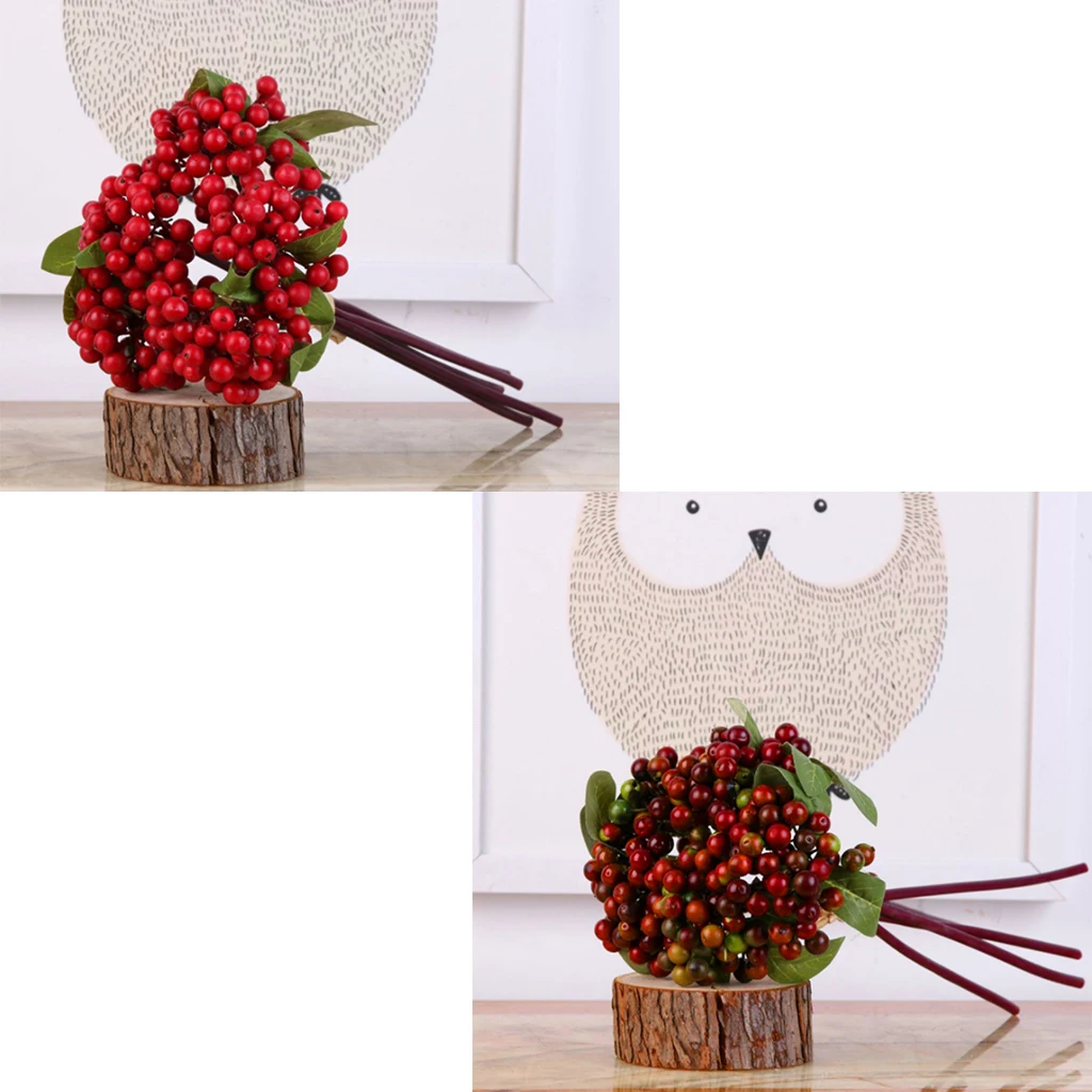 2 Sets Artificial Berry Branch Decorative Berries DIY Christmas Wreath Accessories Fake Red berries Christmas Decoration