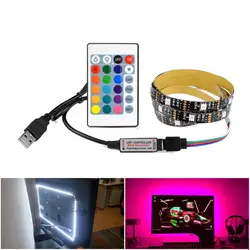 Светодиодный лента ТВ Подсветка 5 V Nowaterproof RGB 5050SMD USB Светодиодные ленты изменения Цвет для ТВ фонового освещения с ИК-контроллер