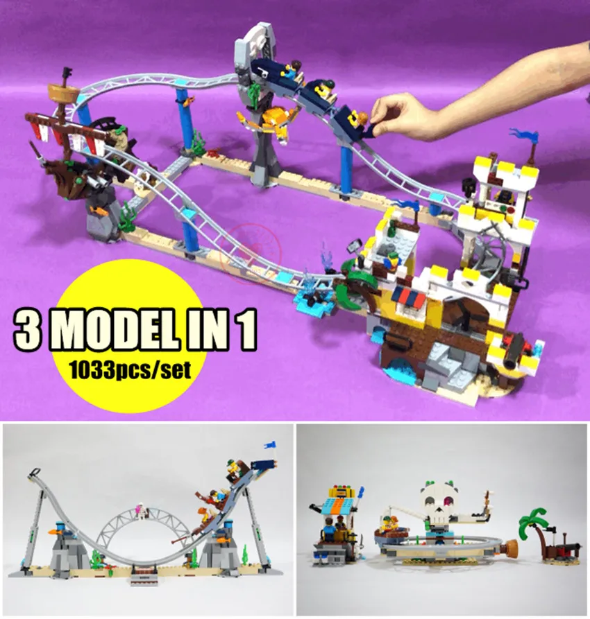 

New Model 3 in 1 City the Pirate Roller Coaster fit legoings creator technic city Building Blocks Bricks 31084 Toys kid gift