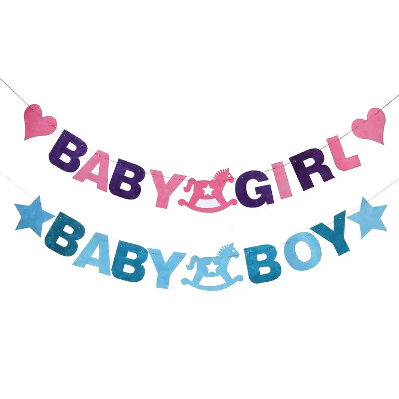 

2.88M Baby Shower Banner Party Baptism Decoration Baby Boy Girl Felt Bunting Favors Supplies Blue Pink Babyshower Room Decor