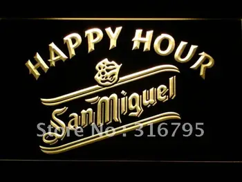 

654 San Miguel Beer Happy Hour Bar LED Neon Light Signs with On/Off Switch 20+ Colors 5 Sizes to choose