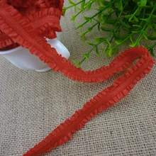 1148 красная кружевная эластичная лента с рюшами 4 ярдов/партия кружевная отделка 15 мм широкая эластичная кружевная лента для волос для шитья своими руками