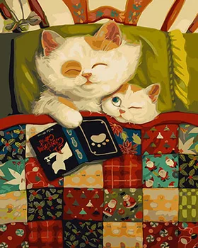 

Frameless painting by numbers paint by number for home decor PBN for living room 4050 kitty reading