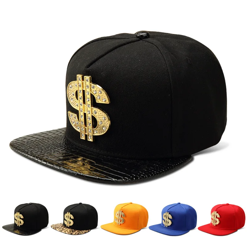 

US Dollar Rhinestone Baseball Cap Adjustable Snapback Cool Leopard Hats Gorras Hip Hop Style for Men 5 Panel Cap