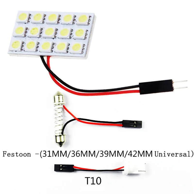 6 шт. Автомобильные светодиодные гирлянды WTS T10 w5w 31 36 39 41 мм 5050 15 SMD панельные