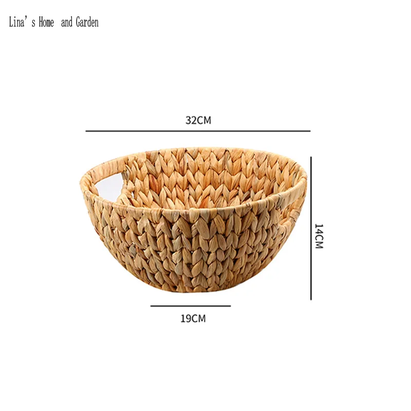 nature straw hand woven bowl,round straw storage tray (2)