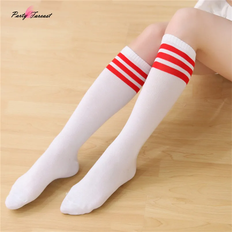 PF Stripe Socks Thigh High Black White Knee High Socks for Women Girls Long Stocking Fashion Ornament for Ladies Sexy Medias