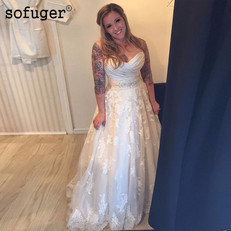 2019 белое цвета слоновой кости милое платье кружевное свадебное платье из бисера пояса Сексуальная свадебное платье невесты платье Vestido de