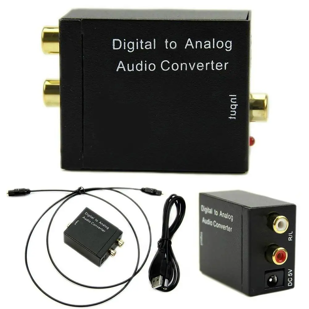 

Digital Optical Coaxial Toslink Signal to Analog Audio Converter Adapter RCA Microphone Converter Adapter with USB Power Cable