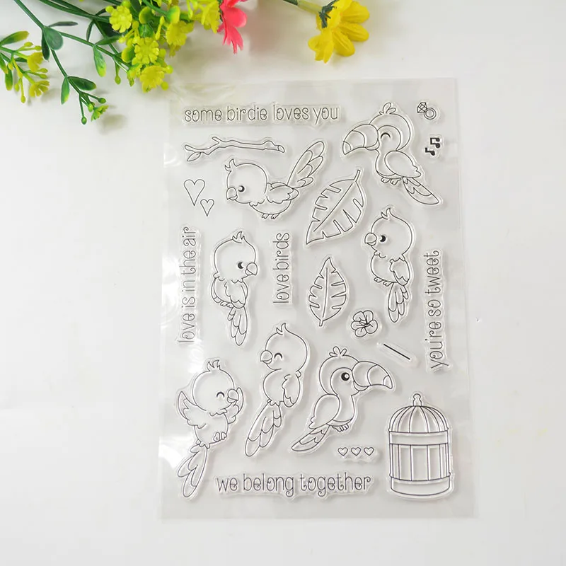 

Birds Parrot polly Clear Transparent Stamp rubber seal DIY Scrapbooking/Card Making