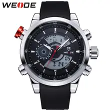 WEIDE Mens LCD Analog Digital Dual Time Watch PU Band Stainless Steel Back Big Black Dial 30M Waterproof Watches Original Gifts WEIDE Mens LCD Analog Digital Dual Time Watch PU Band Stainless Steel Back Big Black Dial 30M Waterproof Watches Original Gifts