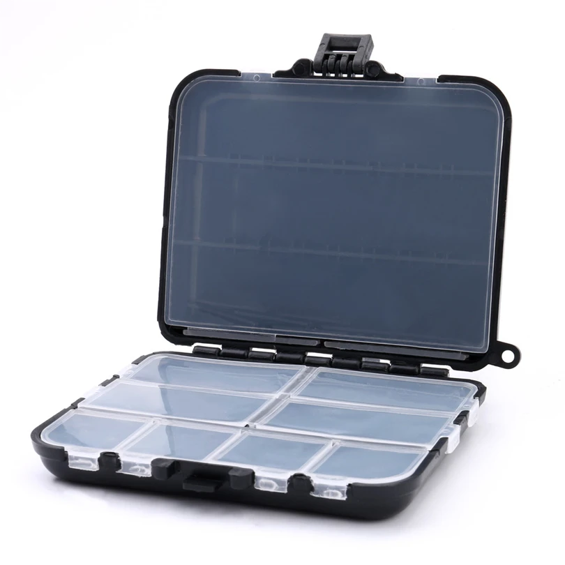 

Outdoor 10 Grid Fishing Gear Box Bait Bait Hook Storage Small Box Fishing Box black fishing accessories tackle box A70