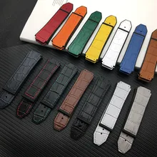 Синий, красный, белый 25*19 мм из натуральной коровьей кожи резиновый ремешок для часов Hublot ремешок для Big Bang ремень часы ремешок Бабочка Пряжка Инструменты