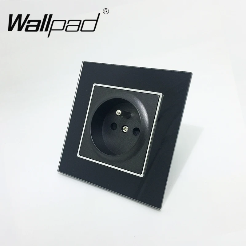 EU French Socket with Clip Mouting Wallpad Luxury Black Schuko French