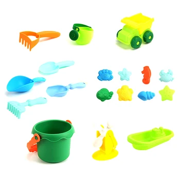 

18Pcs/set Soft Rubber Beach Sand Early Educational Toys Beach Toys Set with Bucket Shovel Rake Outdoor Fun for Kids