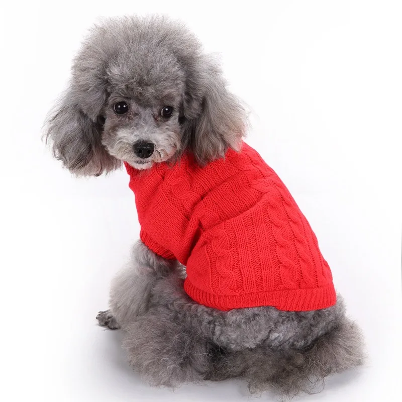 Маленький свитер собаки котенок с высоким, плотно облегающим шею воротником, пуловер Одежда для щенка, котика свитер зимняя куртка вязаный костюм Одежда для домашних животных