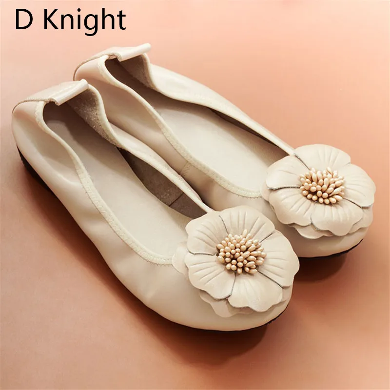 2018 Spring Women Flats Shoes Women Genuine Leather Shoes Woman Ballet Flats Flower Round Toe Loafers Slip On Ballerines Flats  (25)