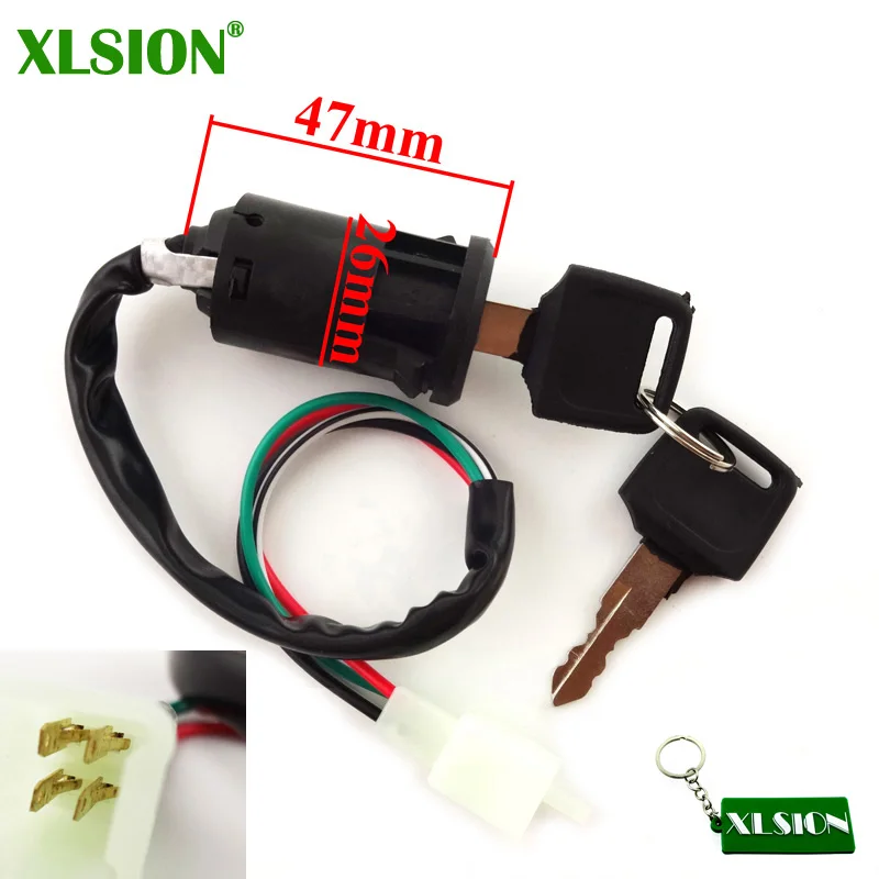 4 Wire Ignition Switch Lock Key For 110cc Moped Scooter Pit Dirt Bike Quad ATV New