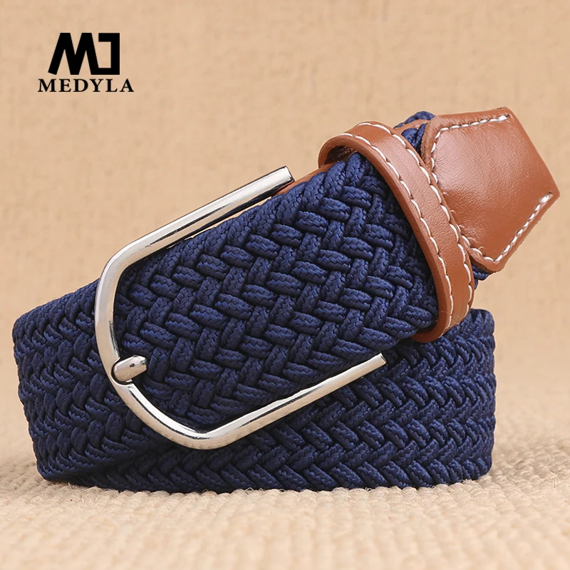 MEDYLA 100 120x3.2cm новый мужской повседневный эластичный тканый ремень женские детские