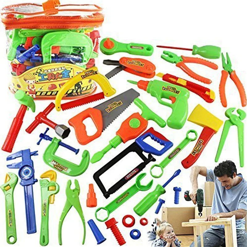 

Colorful Kids Repair Tools Toys Baby Boys Girls Plastic Garden Instruments Kit Tools Toy Birthday Gift For Children Babies 34PCS