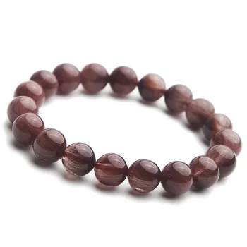 

Drop Shipping Women Men Stretch Crystal Round Bead Natural Stone Bracelet 10mm Natural Red Rutilated Quartz Bracelet