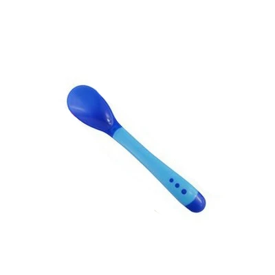 Blue spoon Детская Чаша для кормления с присоской, детская бинауральная обучающая Индукционная ложка для кормления, обучающая посуда - Цвет: Blue spoon