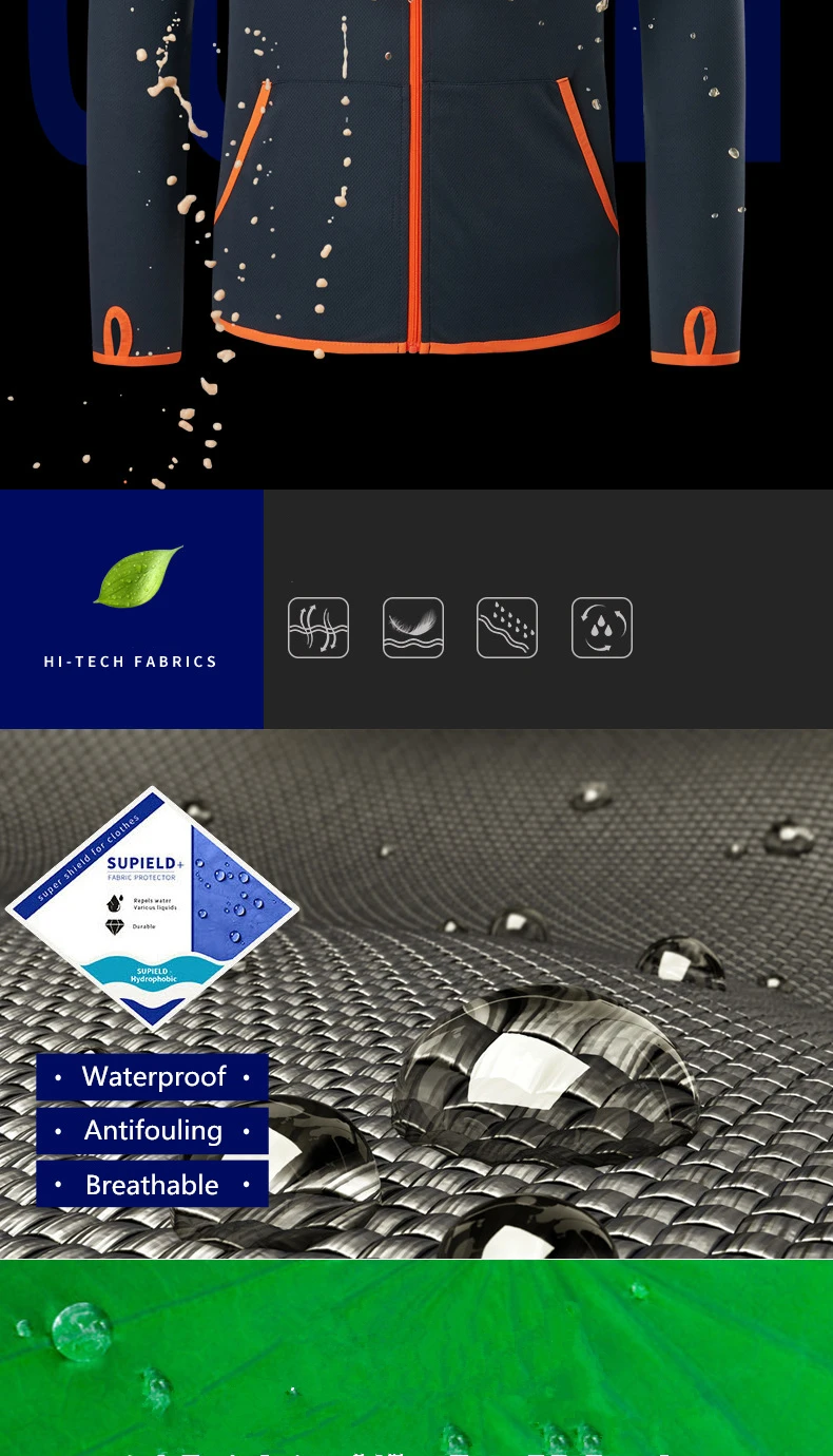 Мужская рыболовная одежда Tech гидрофобная рыболовная одежда фирменный список Повседневная Уличная походная куртка с капюшоном ледяной шелк водонепроницаемая