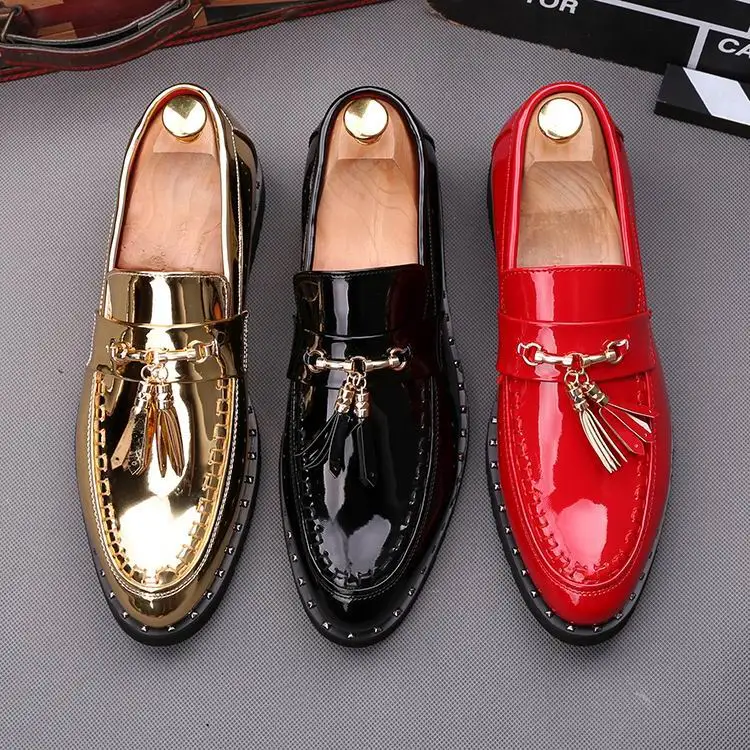 red and gold dress shoes