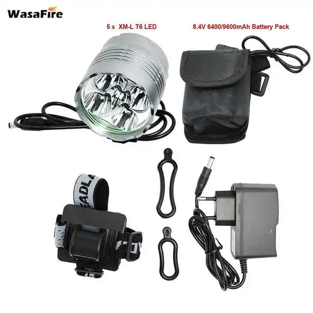 Best Offers WasaFire 6000lm 5* XM-L T6 LED Bicycle Front Light 3 Modes Rechargeable Flashlight 8.4V Charger bike light headlights Front Lamp