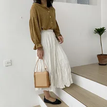 Новые женские юбки большой Размеры однотонная плиссированная черно-белые юбки Для женщин весенние юбки дикий элегантный низ Femme A133