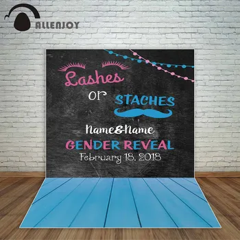 

Allenjoy gender reveal backdrop baby shower background blackboard with chalk dust blue wooden board photocall decor