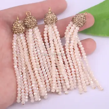 

10Pcs Crystal Beaded Tassel Pendant Rhinestone Pave Tassels Charms for Necklace Earrings Making Supplies