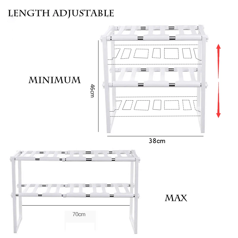 Adjustable Kitchen Storage Shelf Cupboard Organizer Spice Rack Bathroom Accessories Space Saving Sh
