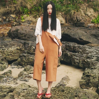 

2019 Japanese style Casual solid Tooling bib Loose overalls