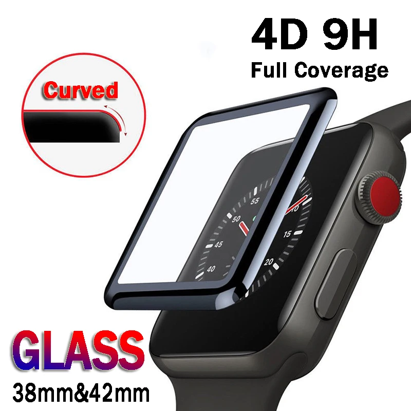 4D Curved Edge Tempered Glass Protective Film 9H Protection For i watch Apple Watch Series 1 2 3 38mm 42mm Screen Protector Film (2)