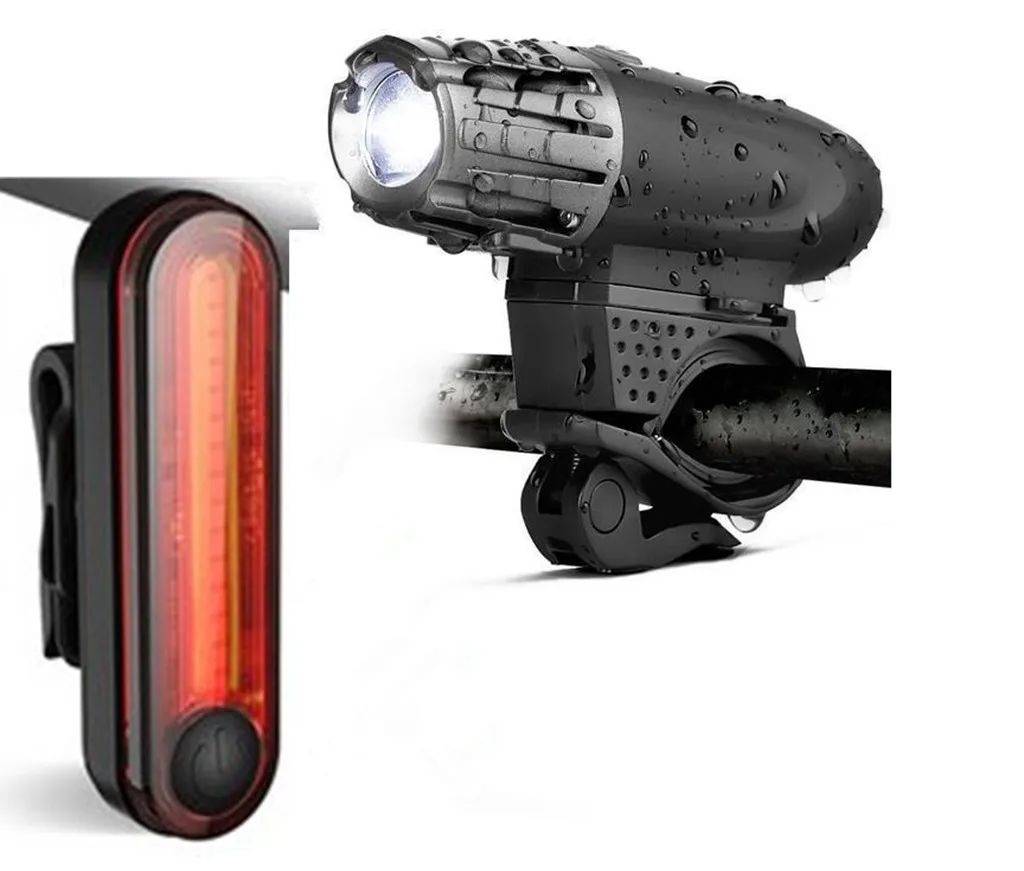

2Pcs/Set USB Rechargeable LED Bicycle Bright Bike Front Headlight and Rear Tail Light waterproof Durable bike accessory 30