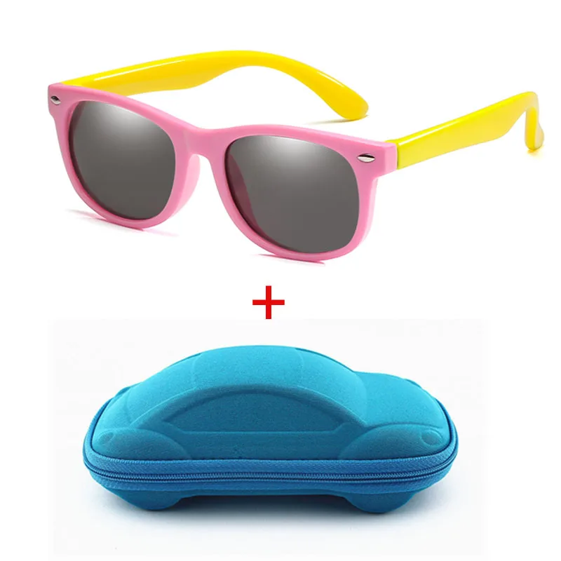 Новые Детские поляризованные солнцезащитные очки, солнцезащитные очки для детей, для мальчиков и девочек, модные очки TR90, покрытие линз UV 400, защитный чехол - Цвет линз: pink yellow