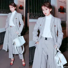 2019 Spring Qiaoxinmingxing Network Red Same Fashion Temperament Suit Notched Double Breasted Plaid Women Blazers and Jackets 2019 Spring Qiaoxinmingxing Network Red Same Fashion Temperament Suit Notched Double Breasted Plaid Women Blazers and Jackets