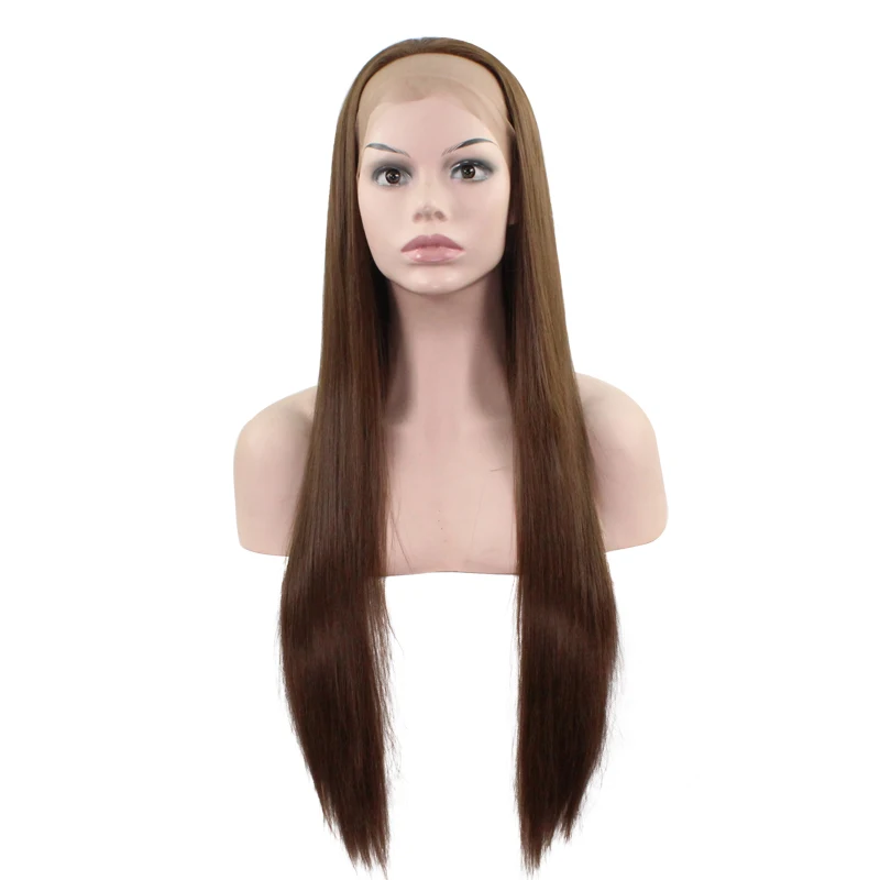 

JOY&BEAUTY 28" Long Straight Lace Front Wig Ombre Golden Gray Brown 12 Color Synthetic Lace Front Wig Heat Resistant Fiber