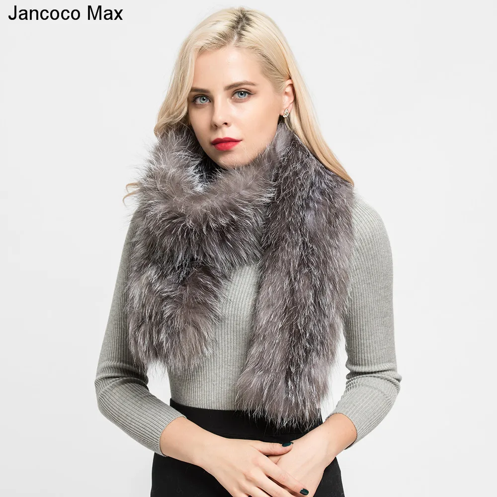 Jancoco Max Зимний Леди натуральным лисьим мехом вязанный длинный шарф Высокое качество мягкие теплые шали лучший подарок глушители S7180