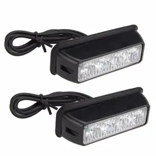 2PCS 4 LED Amber Car Truck Warning Emergency Beacon Strobe Flash Light Headlamp